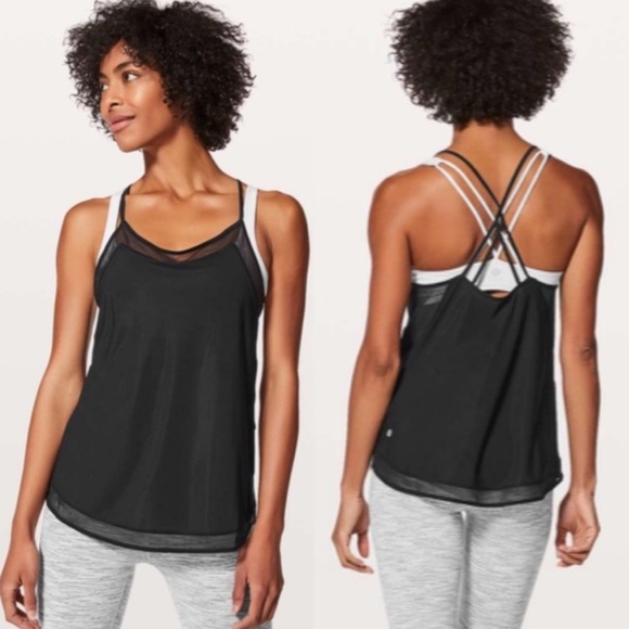 lululemon athletica Tops - Lululemon Mix and Mesh Athletic Tank Top Black Color Size 6